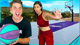 HUSBAND vs WIFE 1v1 Basketball + Trickshot H.O.R.S.E.