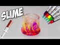 Coloring clear slime with syringe, satisfying slime videos *ASMR*