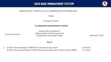 MSc(Computer Science) First Semester DBMS question paper 2022 #learning #study #computer #examDBMS