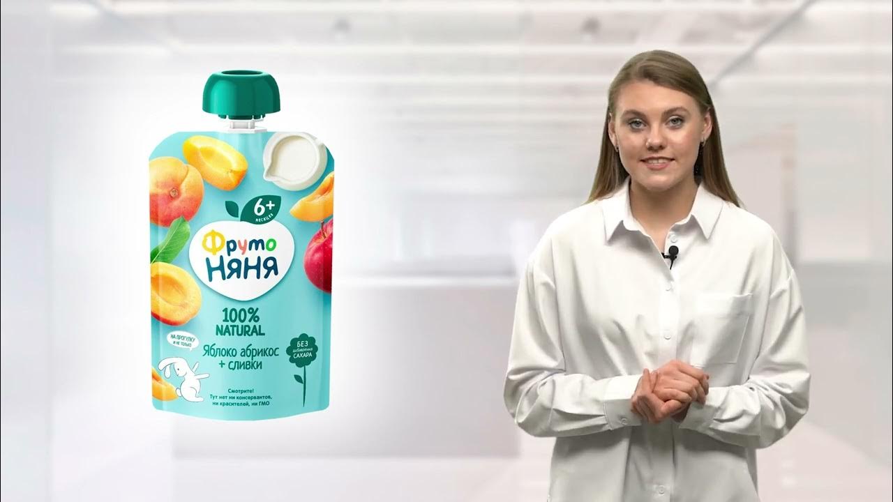 Пюре со сливками ФрутоНяня яблоко, абрикос, 90г. - YouTube