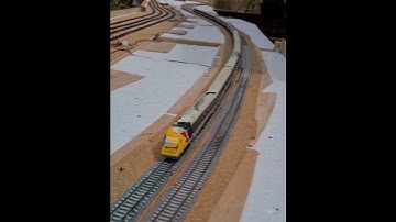 Hornby APT-P  14 car set with sound. running on Project Tilt. 90mph  line speed test