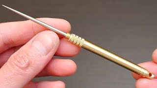 Titanium Toothpick w/ Brass Case Handle  Super Awesome, Slim, Portable EDC Keychain Tool [4K ASMR]