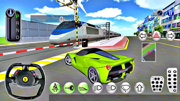 Eco Ferarri Driving vs Bullet Train Railway Station in 3D Driving Class - Android IOS Gameplay