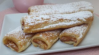 FLAUTINES DE HOJALDRE RELLENOS DE CREMA DE AVELLANAS nuberosaylila