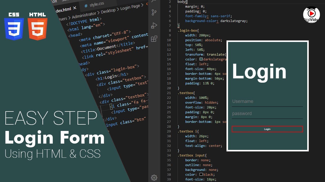 How To Create Login Form In HTML and CSS | Easy Step - YouTube