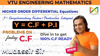 Higher order differential equations engineering mathematics 🚀Finding Complementary factor C.F VTU