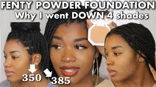 WATCH BEFORE YOU BUY FENTY POWDER FOUNDATION| WHY I WENT FROM 385 TO 350|NO CONCEALER|GOLDENCHILDCHI