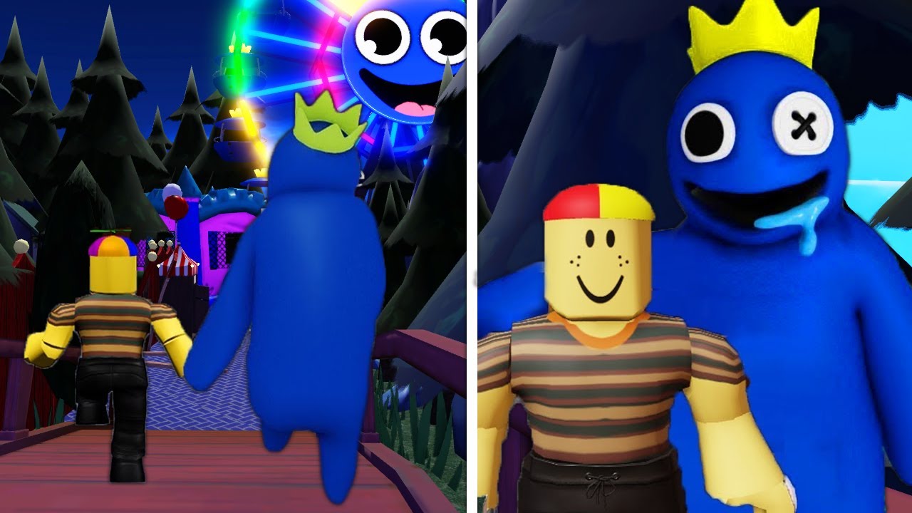 NOVO FINAL? ME TRANSFORMEI NO MONSTRO ROXO E PEGUEI O BICHO AZUL BABÃO NO  RAINBOW FRIENDS (Roblox) 