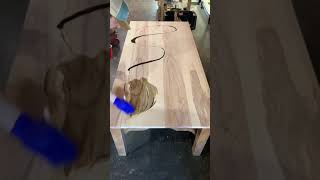 Staining an Ash tabletop with Walnut Stain, Rubio Monocoat