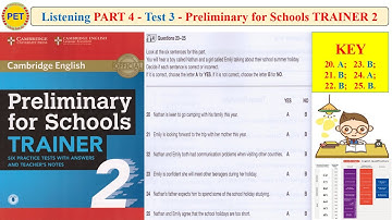 Preliminary for Schools TRAINER 2 Listening Part 4 Test 3 (Transcript + Key)