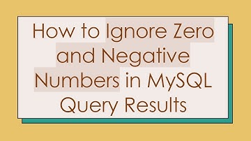 How to Ignore Zero and Negative Numbers in MySQL Query Results