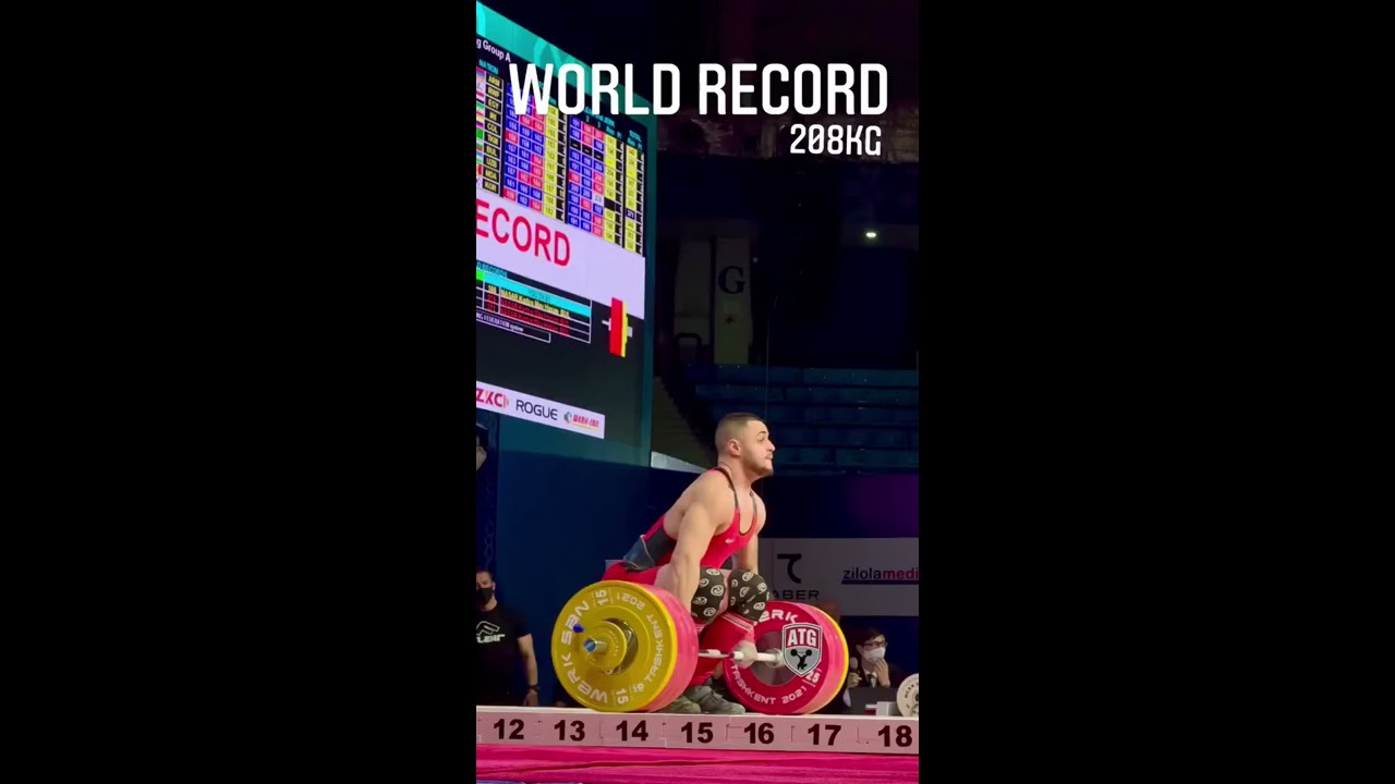 El brutal rcord mundial de Clean and Jerk 208 kg con 17 aos cat81 kg 