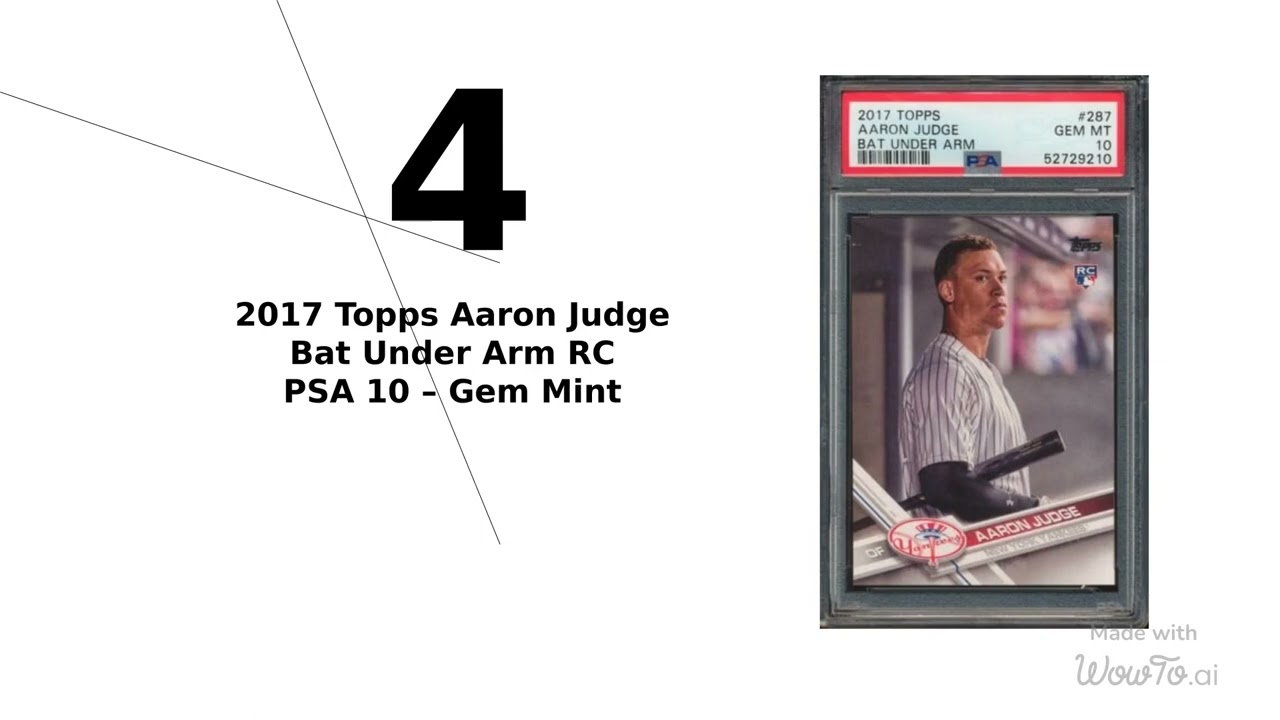 Top 10 Aaron Judge Rookies Graded PSA 10 Gem Mint Sold on Ebay in August.
