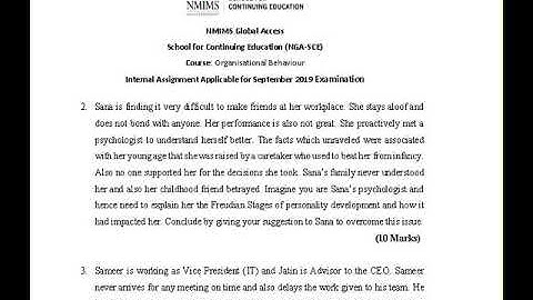 NMIMS Solved Assignment First year Solution Sep 2019