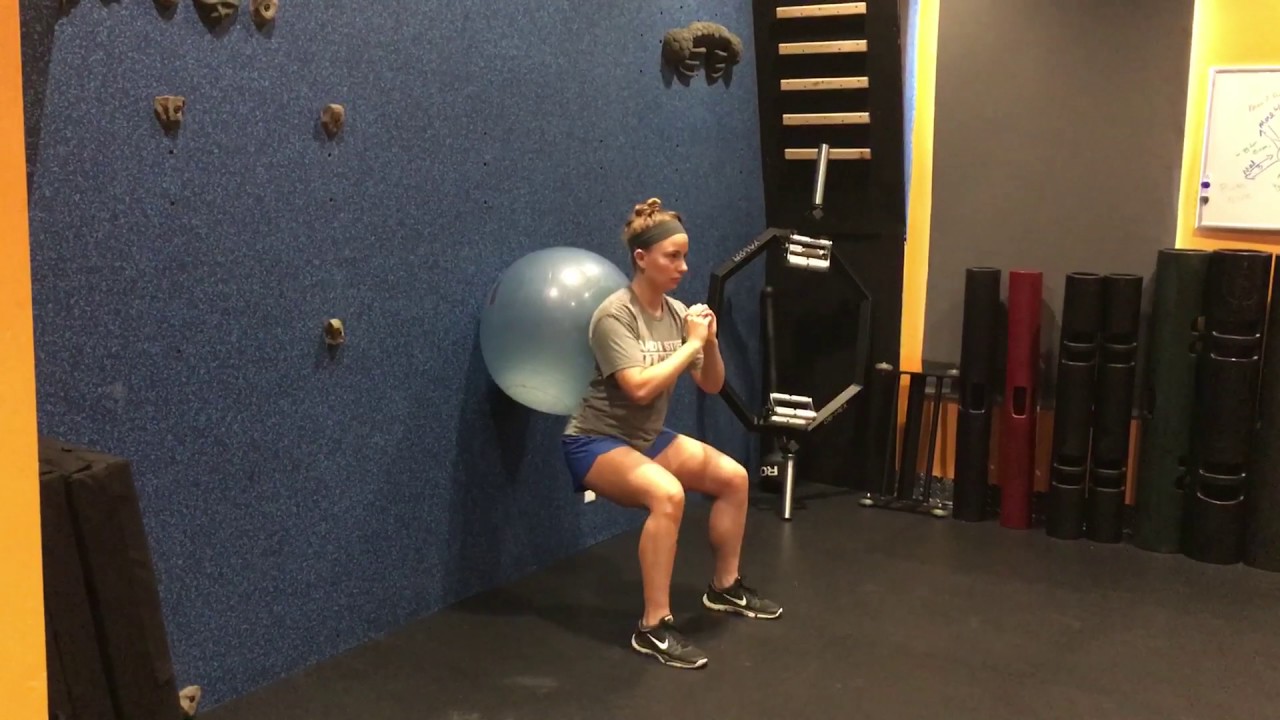 Swiss Ball Wall Squat - YouTube