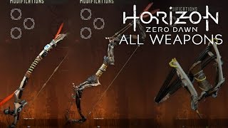 Horizon Zero Dawn - All Weapons/Tools/Equipments (Very Rare/Rare/Uncommon Gears) SHOWCASE ONLY