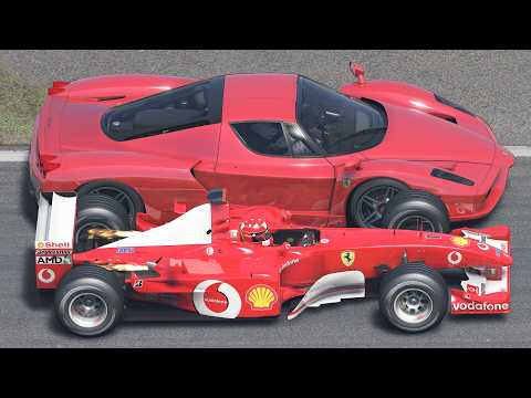 Ferrari F1 2002 vs Ferrari Enzo at Monza - YouTube