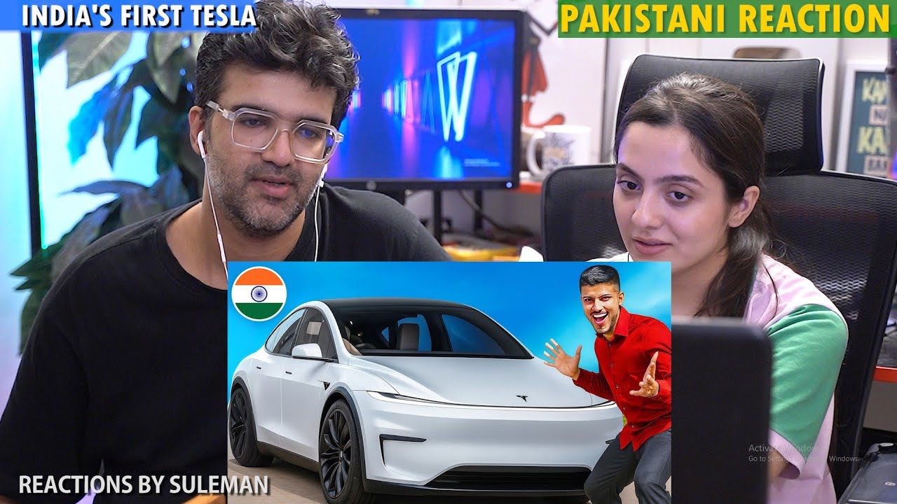 Pakistani Couple Reacts To India's First Tesla | I Tried India's First Tesla | Tesla Model Y 
