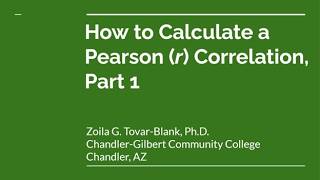 PSY 230: Pearson Correlation Calculation, Part 1