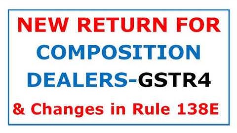 GSTR4 NEW RETURN FOR COMPOSITION DEALERS Notified, EWAY Bill Changes in Rule 138E, GST CMP08 Filing