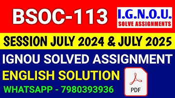 BSOC-113 solved assignment 2024-25 | BSOC-113 solved assignment 2025 | Ignou BSOC-113 in English