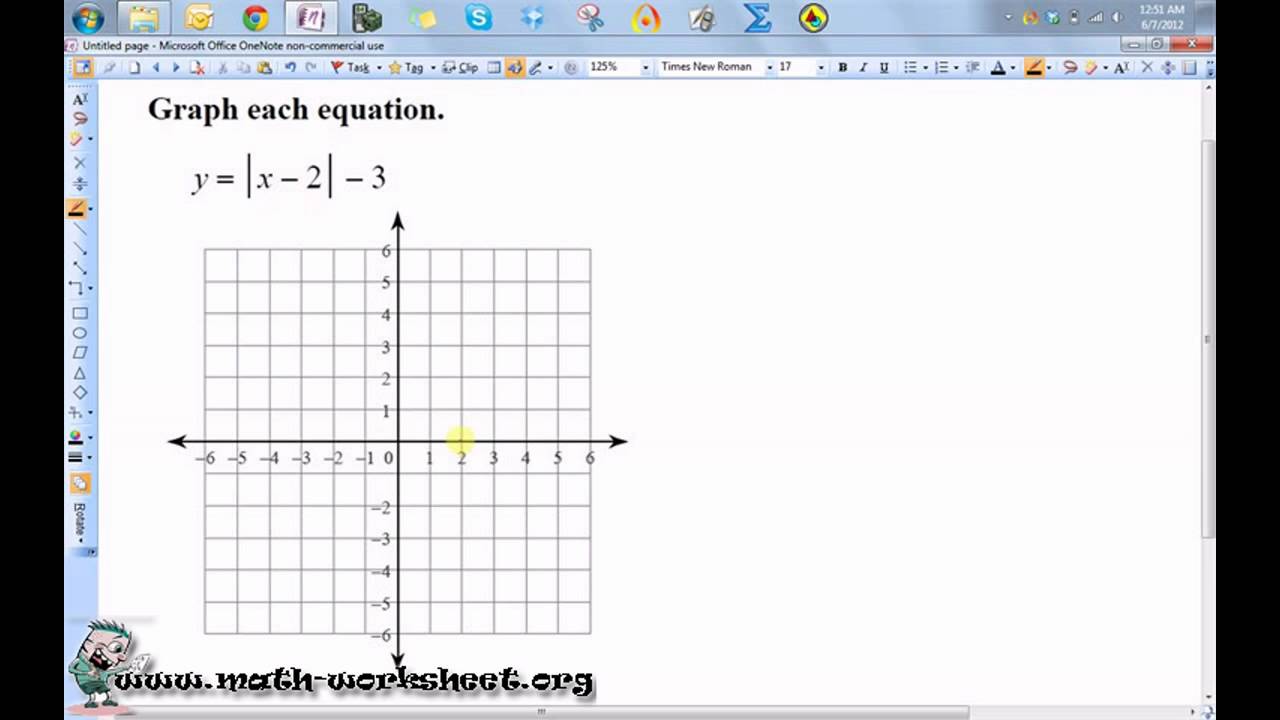 algebra linear equations and inequalities graphing absolute value