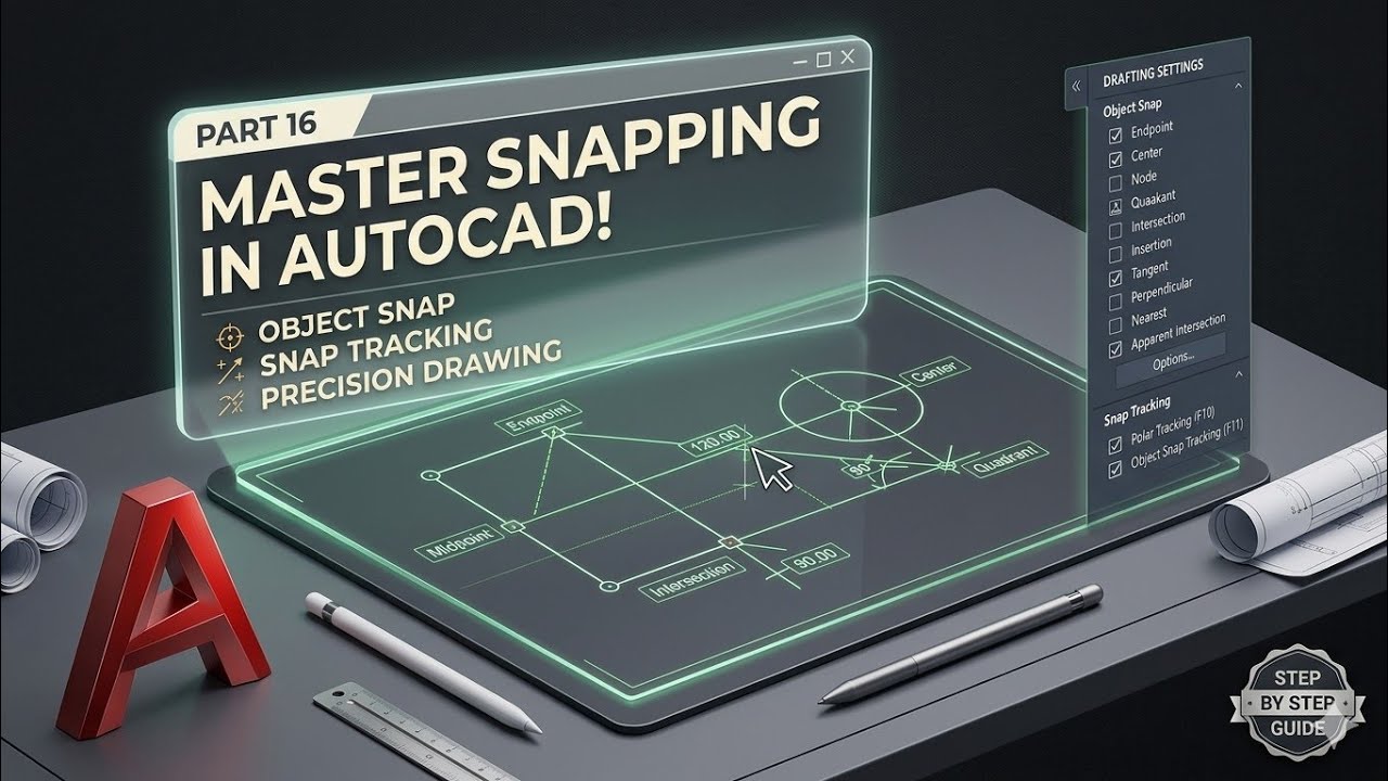 AutoCAD Object Snap & Snap Tracking Tutorial | Easy Method | Part 16 ...