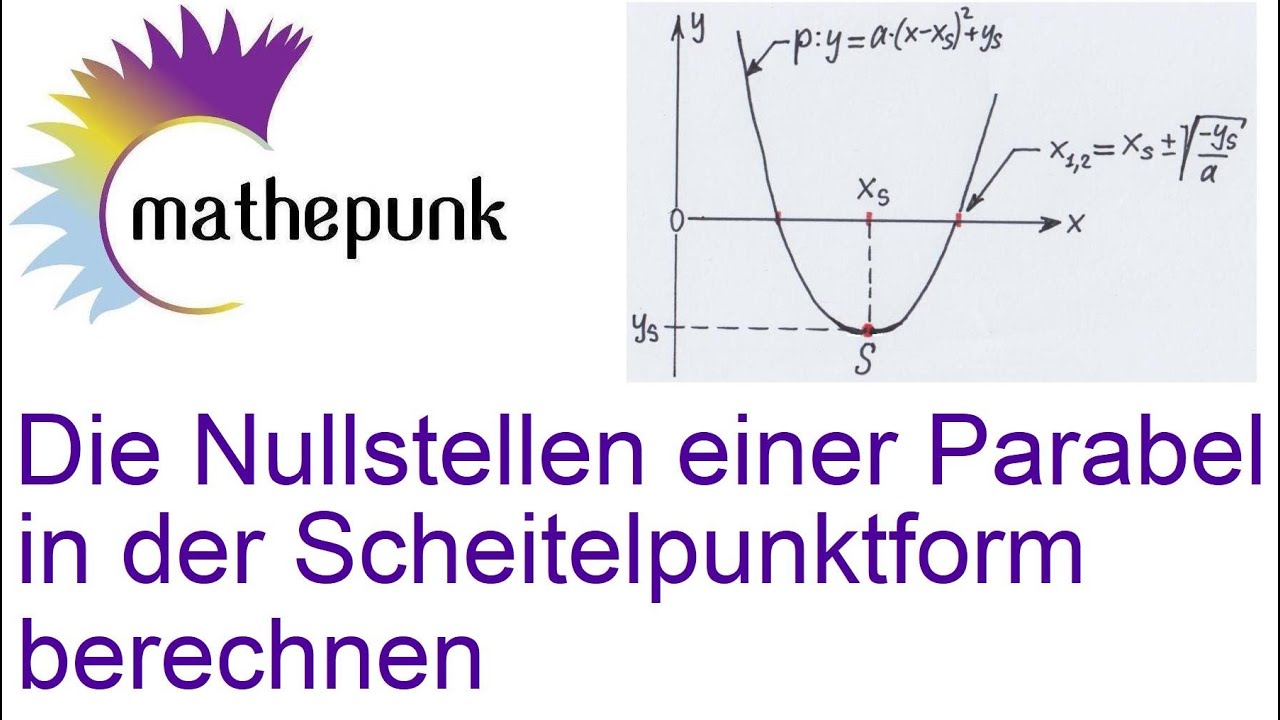 Wie Berechnet Man Nullstellen Bei Parabeln Aus Die Nullstellen einer Parabel in der Scheitelpunktform berechnen - YouTube
