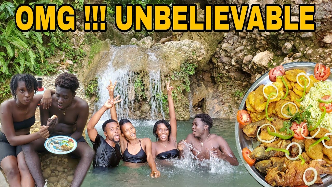 Outdoor Cooking Fried Fish | Plantain and Haitian Pikliz | Crazy Waterfall
