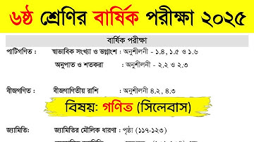 ৬ষ্ঠ শ্রেণির বার্ষিক পরীক্ষা ২০২৫ (গনিত সিলেবাস) | Class 6 Math Syllabus 2025