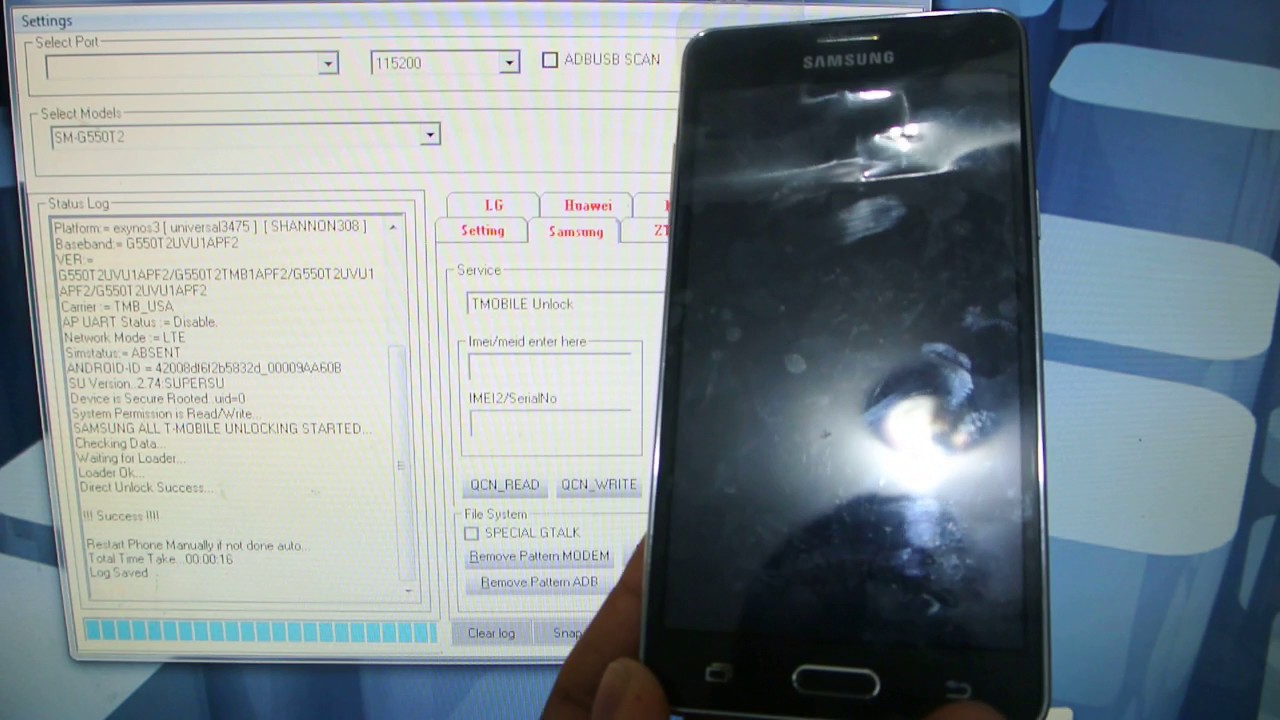 Samsung Sm G550t2 Unlock 6 0 1 Unlock Via Software Youtube