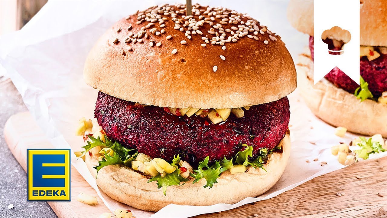 Veggie Burger Rezept | Burger mit Rote-Bete-Patties und Gurken-Relish ...