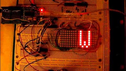 Scrolling message on a 16x8 LED dot matrix display