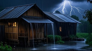 Relieve Stress to Sleep Immediately with Heavy Rain & Furious Thunder on Rusty Tin Roof at Night