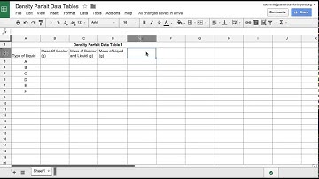 Using Google sheets to make a data table