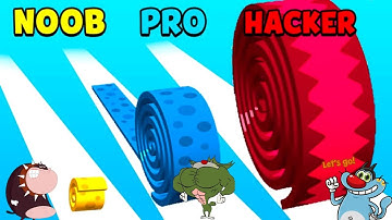 NOOB vs PRO vs HACKER Spiral Roller Run Android iOS Oggy And Jack Voice