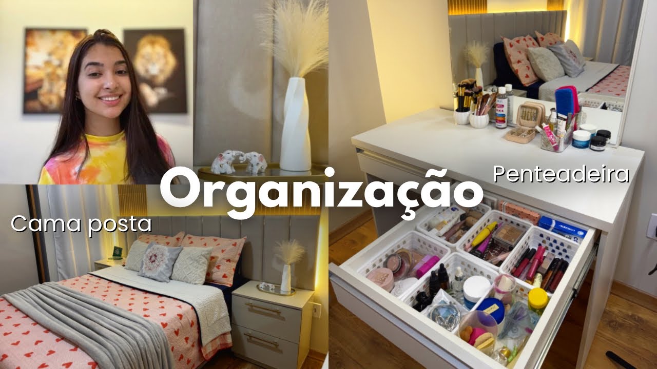 Organização completa, penteadeira, cama posta + dicas ✨