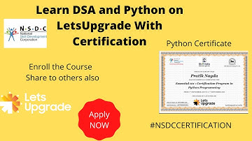 Learn DSA and Python on LetsUpgrade With Certification #FreeCourseWithCertification #NSdCCertificate