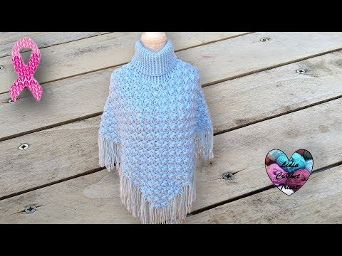 Poncho point fleuri en relief Crochet Magnifique
