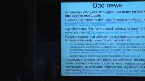 Vincent Conitzer: "Computational Social Choice" Part II