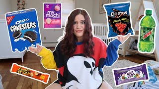 YOUTUBER TRIES HER SUBSCRIBERS FAVORITE SNACKS | FLAMING HOT DORITOS. OREO CAKESTERS & MORE
