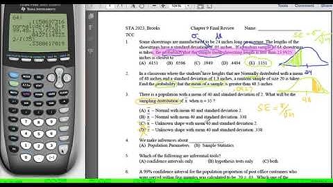 STA2023 Chapter 9 Final Exam Review Video