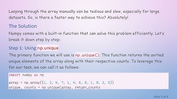 Efficiently Count Items in Numpy Arrays and Store in a Dictionary