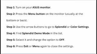 How to Remove Splendid Demo on ASUS Monitor – Disable Demo Mode and Reset Picture