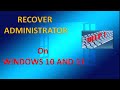 Recover Administrator Account on Windows 10