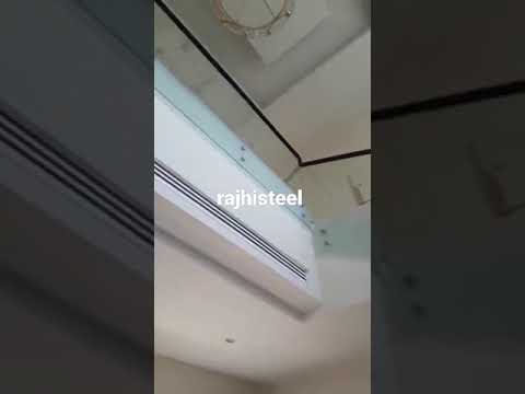 درابزين زجاج ١٢ ملم سيكوريت مقاوم للكسر مع ماسكة خشب من الأعلى تثبيت من على جانب 0559465909