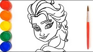 Drawing and Coloring Pages Glitter Disney Elsa Learn Colors for kids screenshot 3