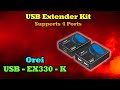 Orei USB-EX330-K | USB Extender with 4 Port Hub