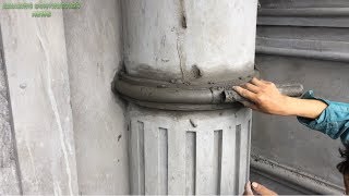 How To build A Round Column - Rendering Sand And Cement - Build A Column