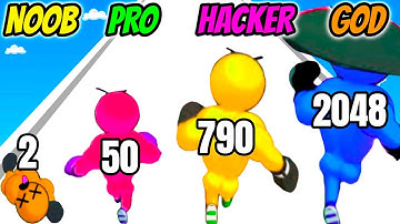 Power Man Run 3D in NOOB vs PRO vs HACKER vs GOD